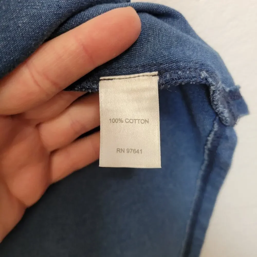 J.JILL Pure Jill Indigo Denim Chambray Blue Cotton Swing Midi Dress Spring Sz XS - Picture 8 of 11